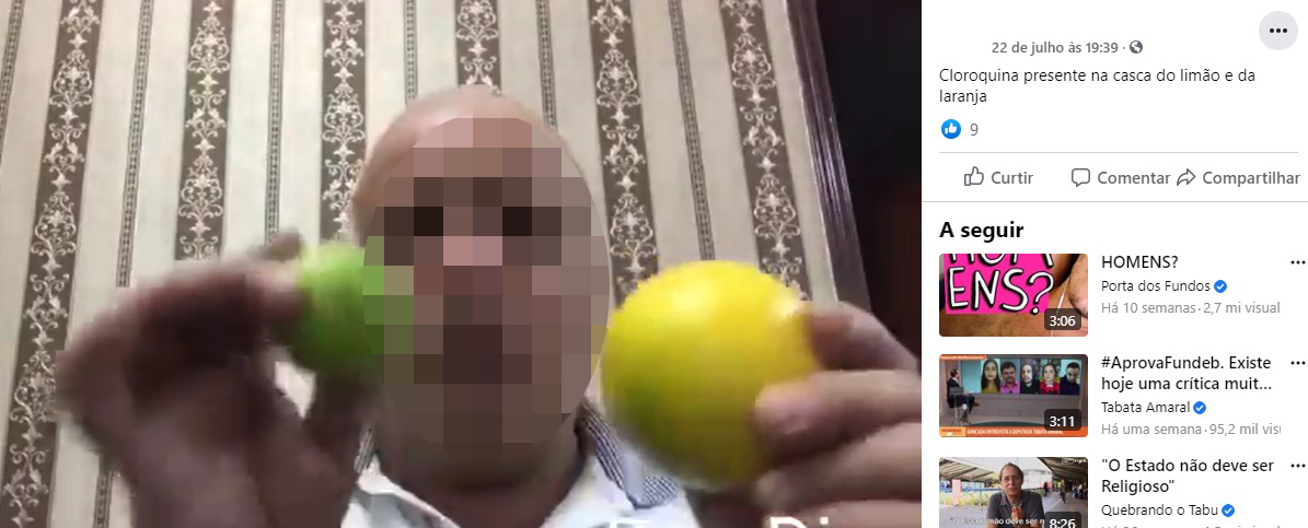 Cloroquina e ivermectina NÃO estão presentes na casca da laranja e do limão
