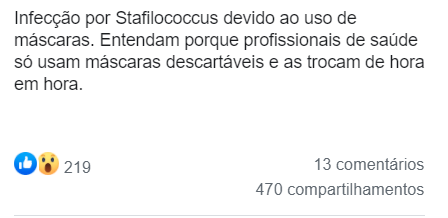 Pessoas com problemas na pele NÃO tem relação com ‘infecção bacteriana’ por uso de máscaras