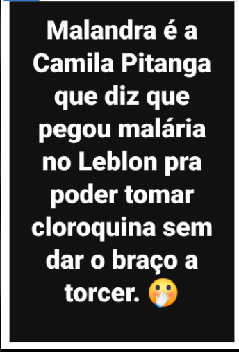 Camila Pitanga NÃO contraiu Covid-19 e fingiu ter malária para tomar cloroquina