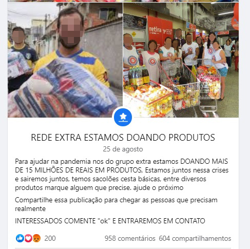 Rede de supermercados Extra NÃO está distribuindo cestas básicas