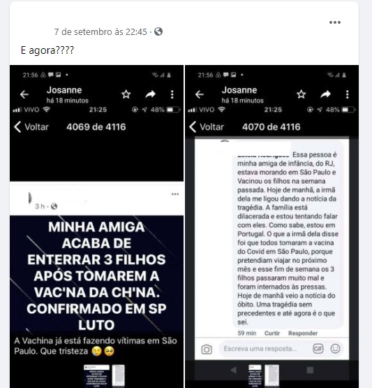 Vacina chinesa contra Covid-19 NÃO provocou três mortes em São Paulo