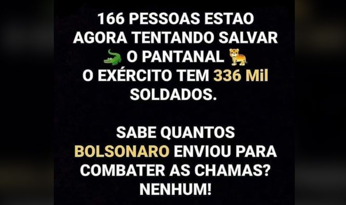Não foram enviados militares para ajudar no combate ao fogo no Pantanal