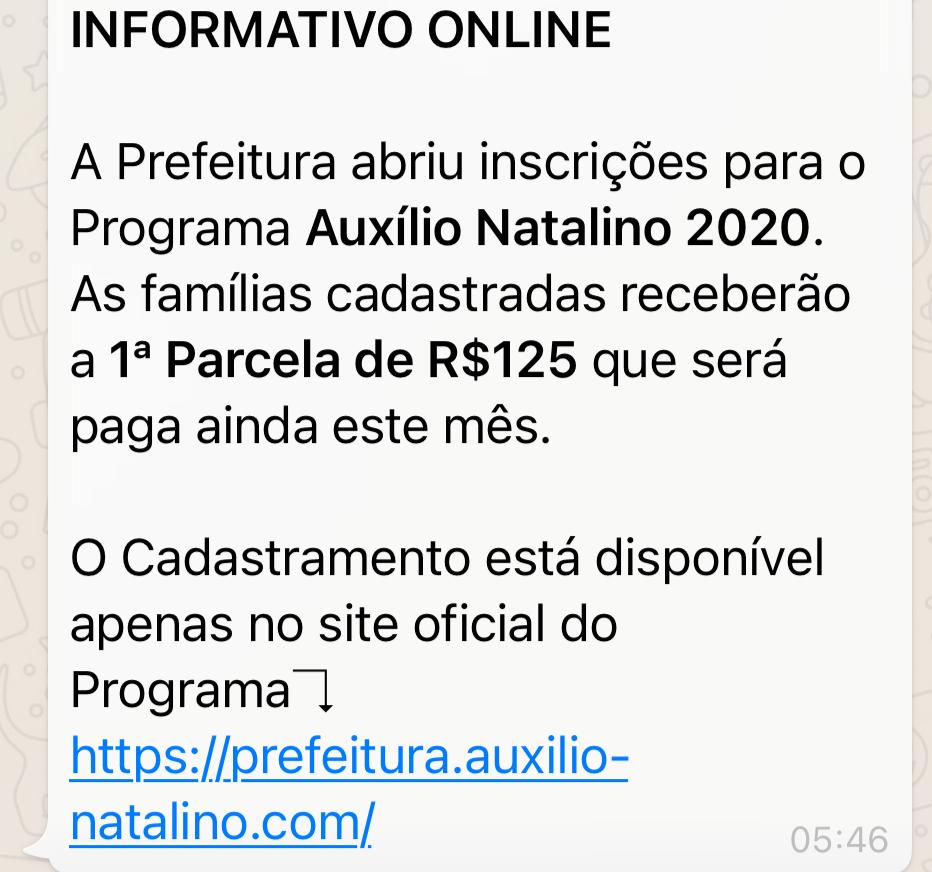 Prefeitura NÃO abre inscrições para programa Auxílio Natalino 2020