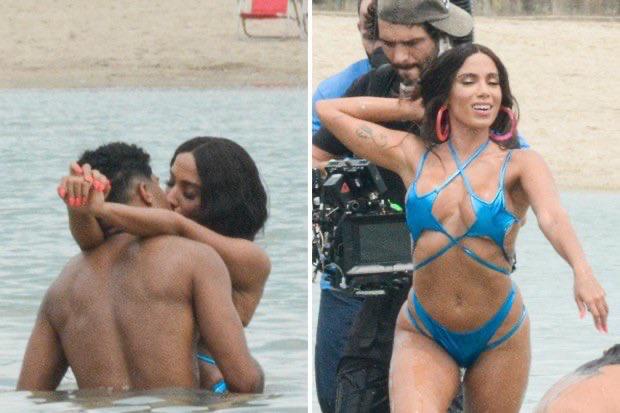 Cantora Anitta grava clipe no Piscinão de Ramos, no Complexo da Maré