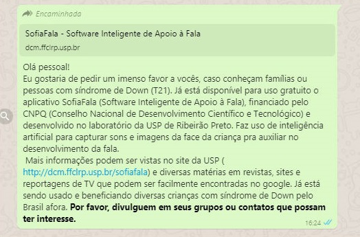 Aplicativo SofiaFala ajuda a treinar a fala de crianças com síndrome de Down